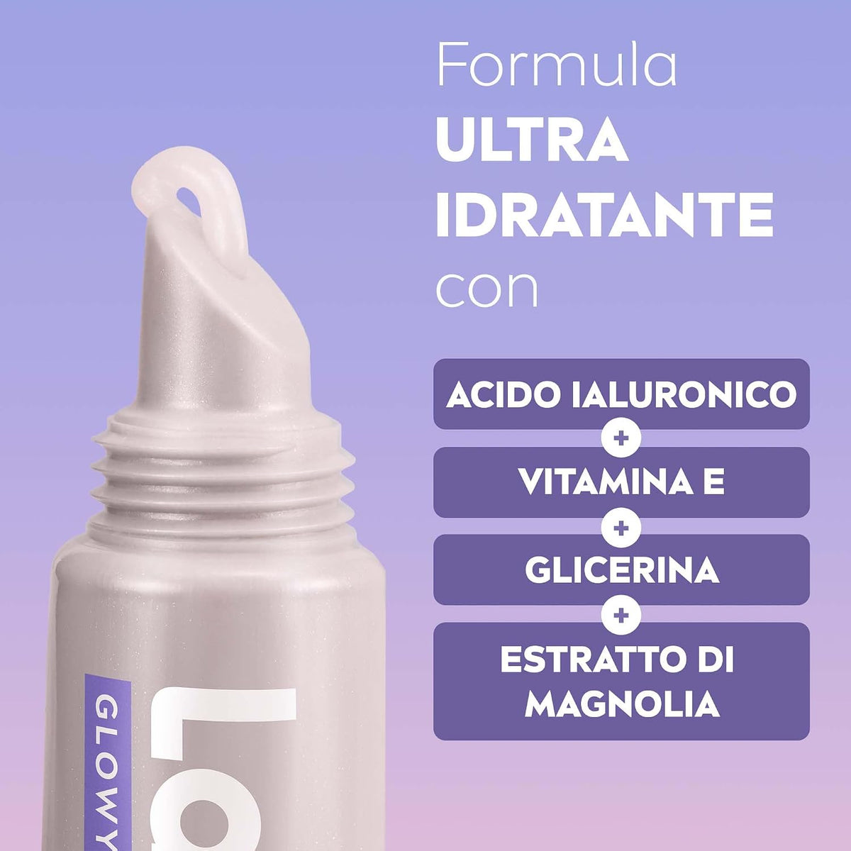 Labello Glowy Lips Magnolia 10ml Tubetto Acido Ialuronico – Balsamo Labbra Rigenerante 24h Idratazione Profonda ed Effetto Glossy Naturale