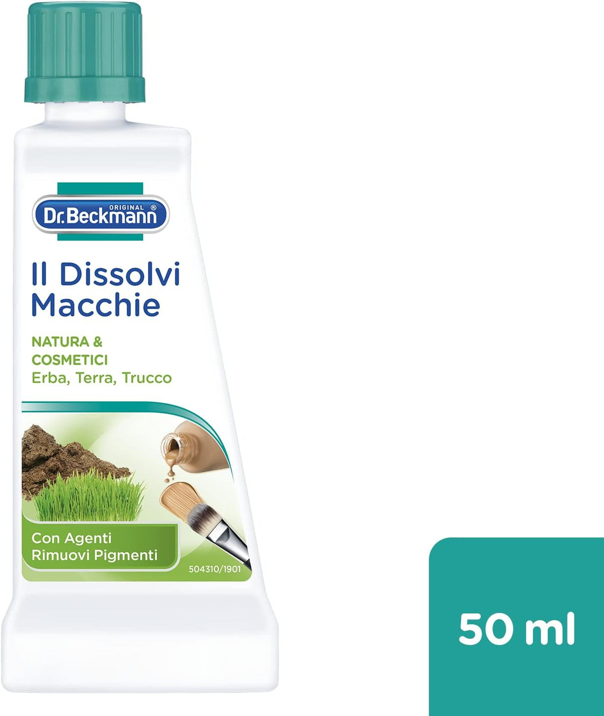 Dr. Beckmann | Dissolvi Macchie Natura & Cosmetici 50ml | Rimuove Erba, Make-up, Rossetto, Polline e Terra | Delicato sulle Fibre | Per Tessuti Lavabili e Non Lavabili