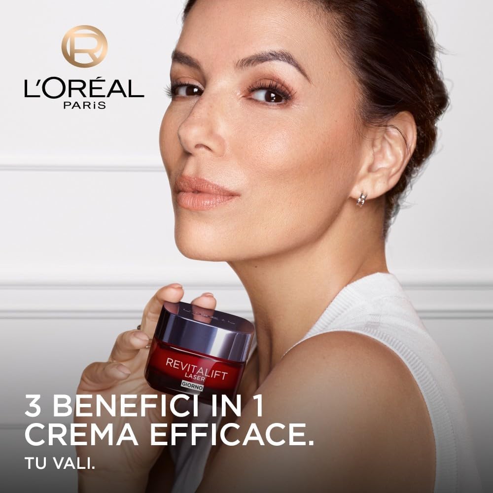 L'Oréal Paris Revitalift Laser Crema Giorno Tripla Azione 50 ml | Antirughe, Rassodante e Illuminante – Pro-Retinolo, Acido Ialuronico, Vitamina Cg e Argireline