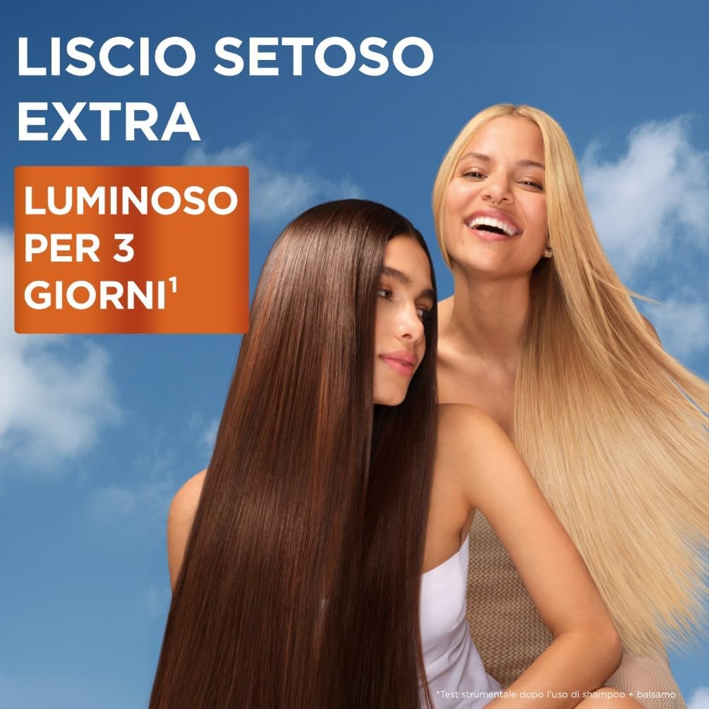 Garnier Fructis Lisci Cheratina Balsamo 200ml – Trattamento Lisciante Anti-Crespo con Cheratina Vegetale e Olio d'Argan – Effetto Brillantezza +93%