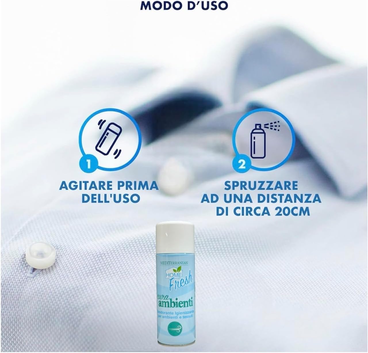 HOME PRO Mediterranean Deo Fresh Spray 400ml – Igienizzante Tessuti e Ambienti Assorbiodori Professionale (Seta e Lana Safe)