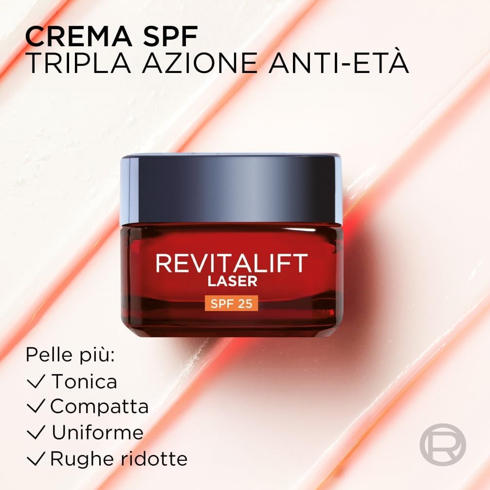 L'Oréal Paris Revitalift Laser Crema Giorno Anti-Età SPF 25 50 ml | Antirughe, Anti-Macchie e Ridensificante – Pro-Retinolo, Acido Ialuronico e Vitamina Cg