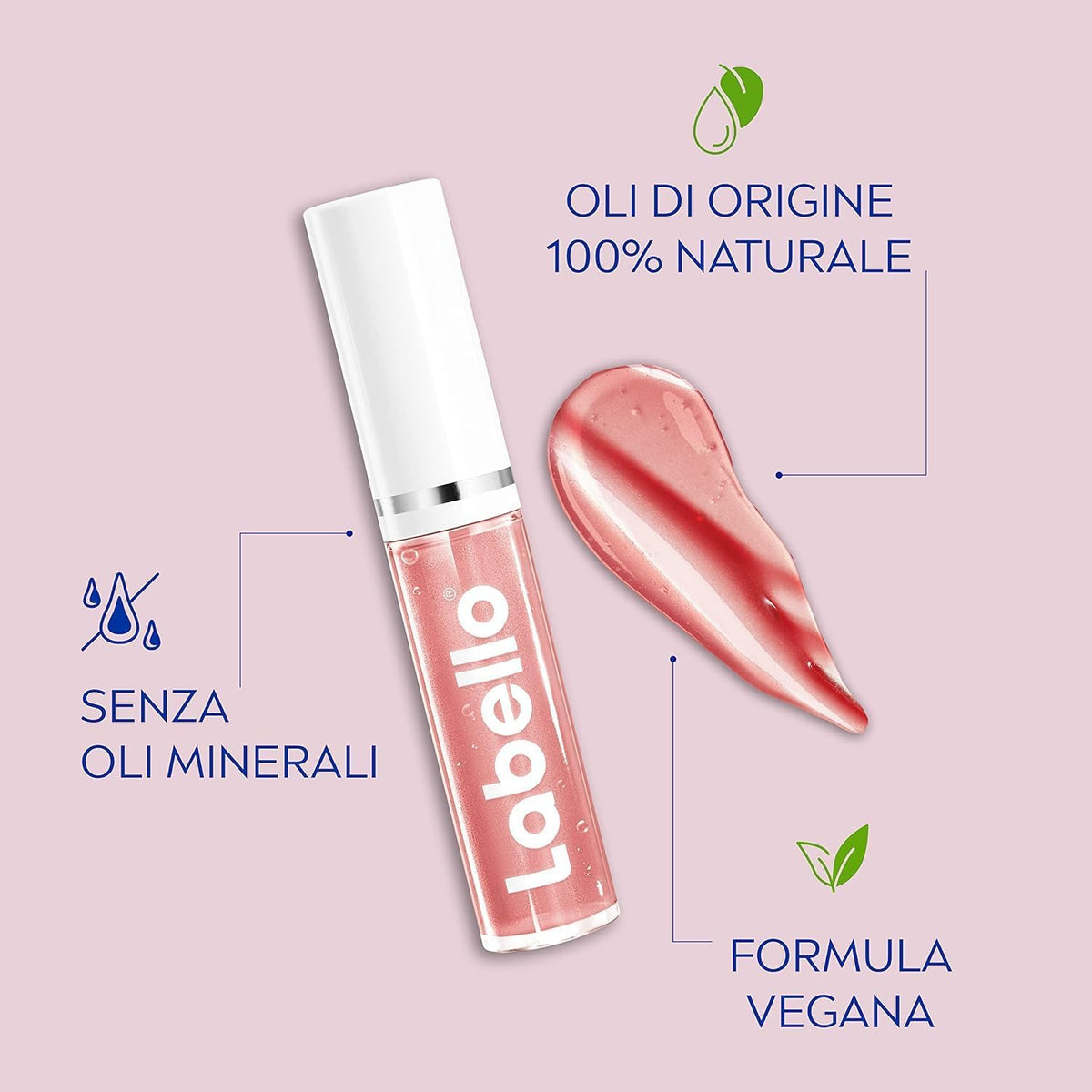 Labello Lip Oil Dress Nude 5.5ml Oli 100% Naturali – Gloss Idratante Effetto Diamante Volumizzante Senza Oli Minerali