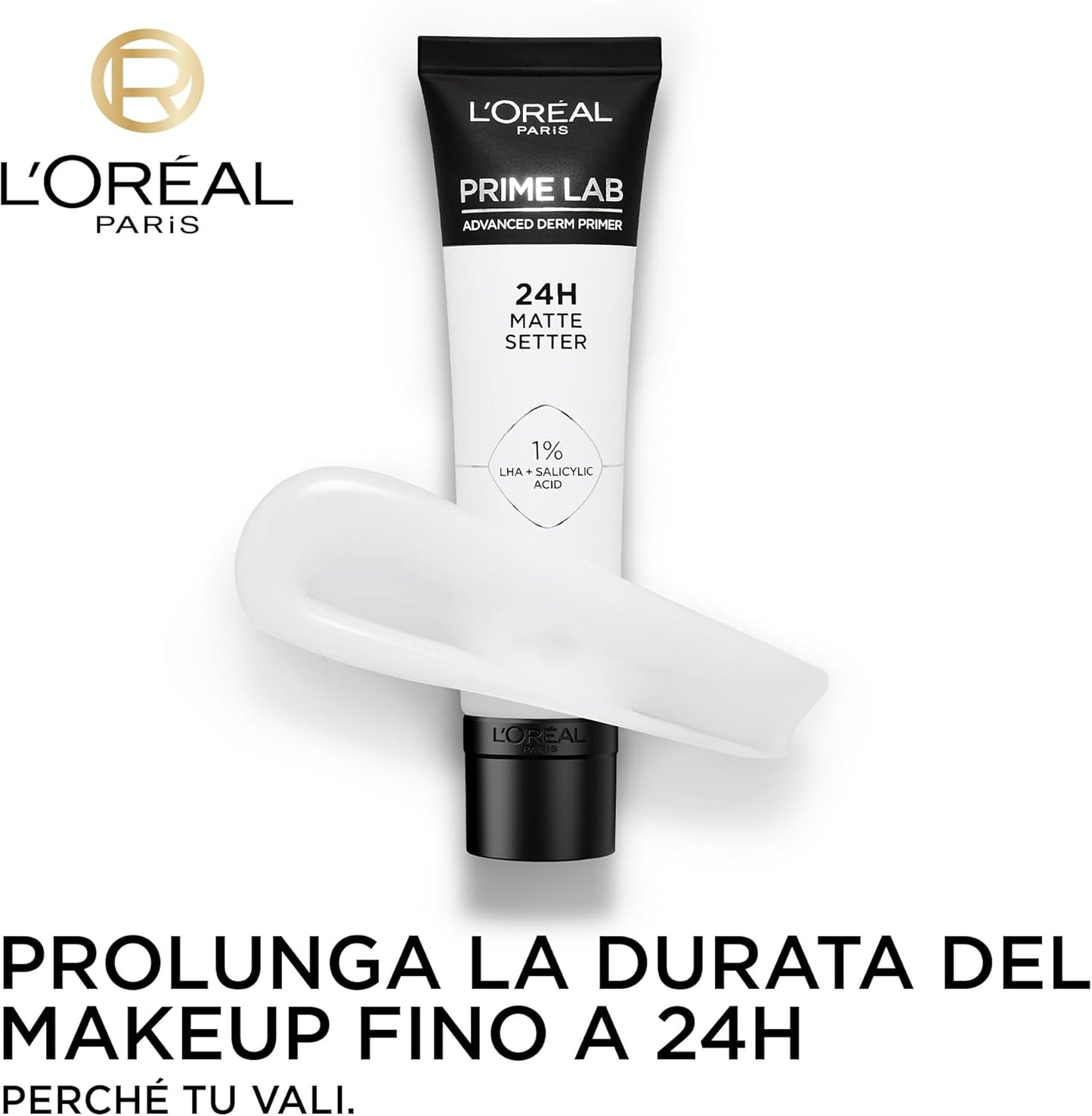 L'Oréal Paris Prime Lab 24H Matte Setter Primer Opacizzante – Trattamento Sebo-Regolatore con 1% LHA + Acido Salicilico – Base Trucco Leggera Anti-Lucidità Lunga Tenuta, 30 ml