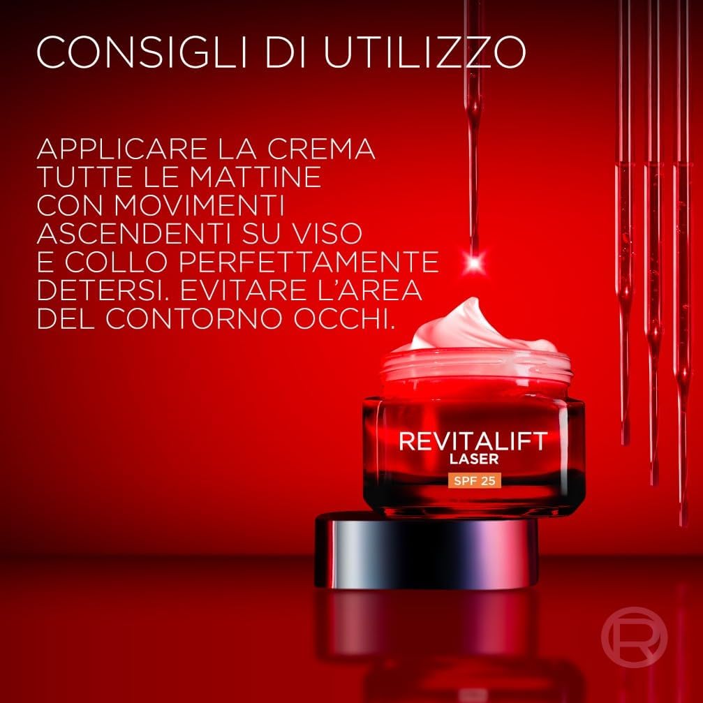 L'Oréal Paris Revitalift Laser Crema Giorno Anti-Età SPF 25 50 ml | Antirughe, Anti-Macchie e Ridensificante – Pro-Retinolo, Acido Ialuronico e Vitamina Cg