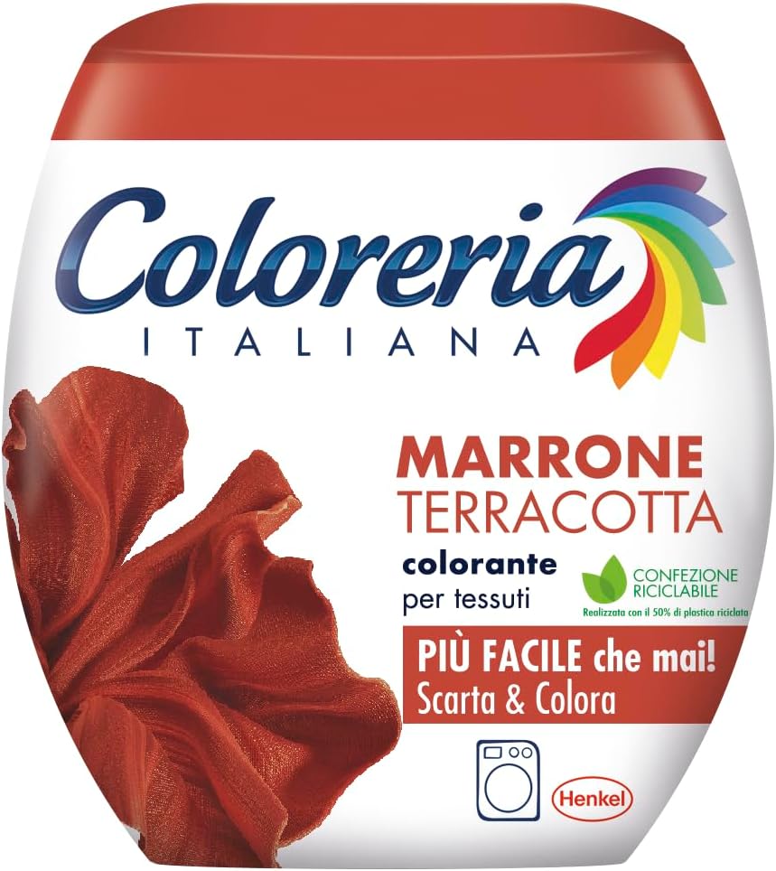 Coloreria Italiana Tutto in 1 Tintura Tessuti per Lavatrice – Formula con Sale Incluso – Colori Uniformi per Cotone, Lino, Seta e Viscosa
