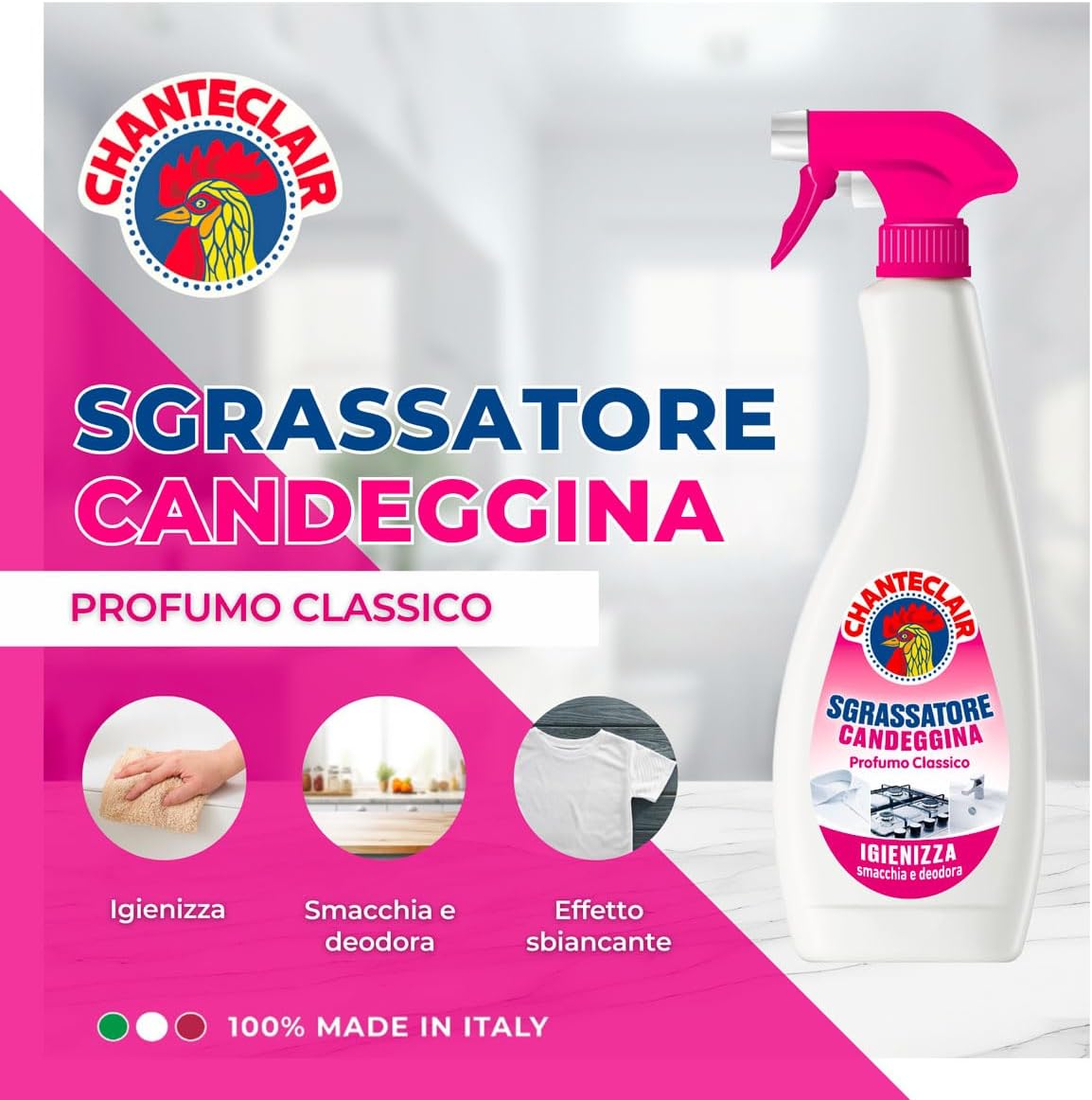 Chanteclair Sgrassatore con Candeggina Forza & Igiene 625ml – Smacchia e Sbianca