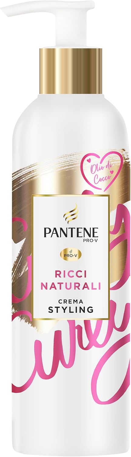 Pantene Pro-V Crema Styling Ricci Naturali 235ml – Trattamento Senza Risciacquo con Olio di Cocco – Definizione Anti-Crespo 24h e Protezione Termica