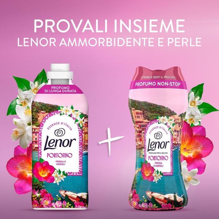 Lenor Portofino Profumatore Bucato in Perle 195g – Intensificatore di Profumo Fresia e Neroli