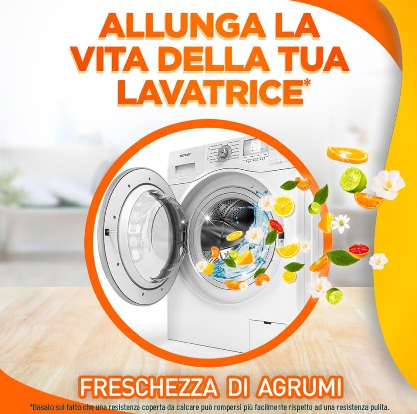Sole Cura Lavatrice 3in1 agli Agrumi | Pulizia Profonda e Anticalcare | Igienizza e Protegge la Lavatrice | 2 Dosi