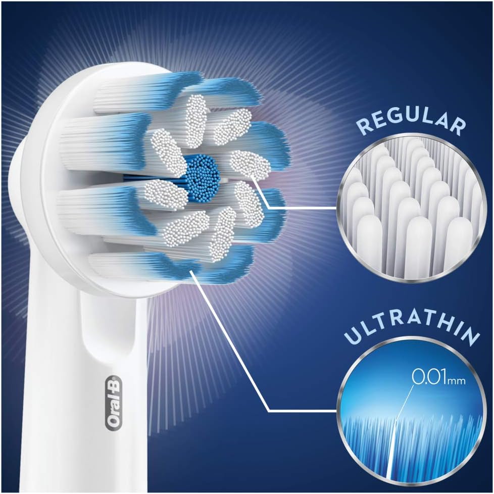 Oral-B Sensitive Clean Testine di Ricambio per Spazzolino Elettrico (Pack x4) – Pulizia Delicata e Protezione Gengive