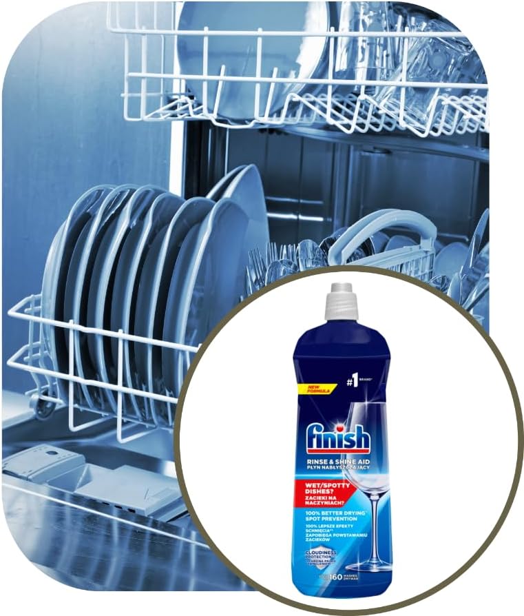 Finish Brillantante Lavastoviglie Liquido Formato Maxi 800ml – Soluzione Asciugatura Rapida & Zero Aloni