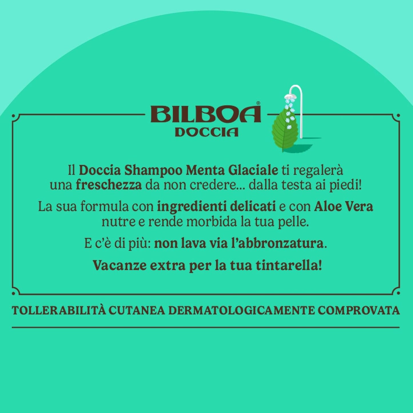 Bilboa Doccia Shampoo Menta Glaciale 220 ml | Effetto Rinfrescante Estremo | Non Lava Via l'Abbronzatura | Con Aloe Vera Rigenerante