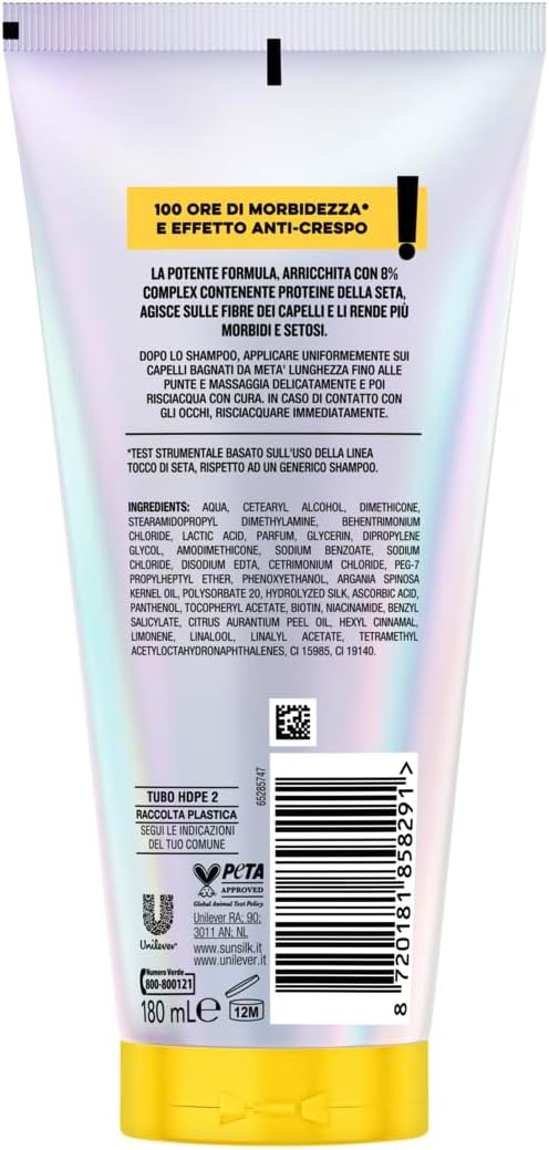 Sunsilk Tocco di Seta Balsamo 180ml – 8% Complex con Proteine della Seta per Capelli Morbidi e Anticrespo
