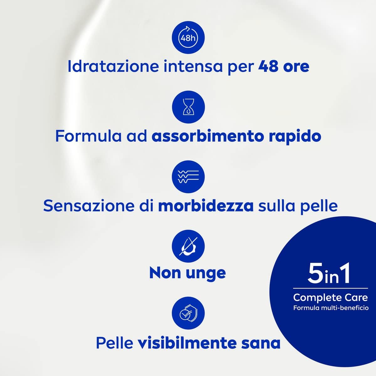 NIVEA Crema Corpo Idratante Express 500ml – 5in1 Complete Care, 48h Idratazione, Assorbimento Rapido