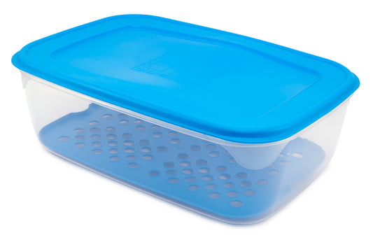 Gio’Style Contenitore Ermetico Rettangolare 6 Litri con Griglia Salvafreschezza | BPA Free | Per Frigo, Freezer e Microonde | Made in Italy