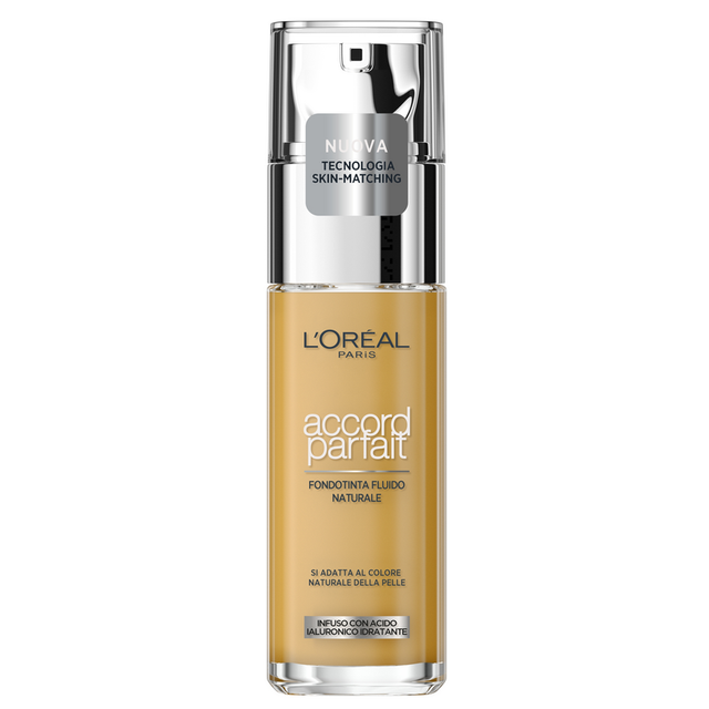 L'ORÉAL PARIS Accord Parfait Fondotinta Fluido Idratante – Formula Arricchita con Acido Ialuronico e Pigmenti Minerali – Effetto Seconda Pelle, Sfumabilità Ultra-Leggera e Idratazione 24H, Varie Nuance