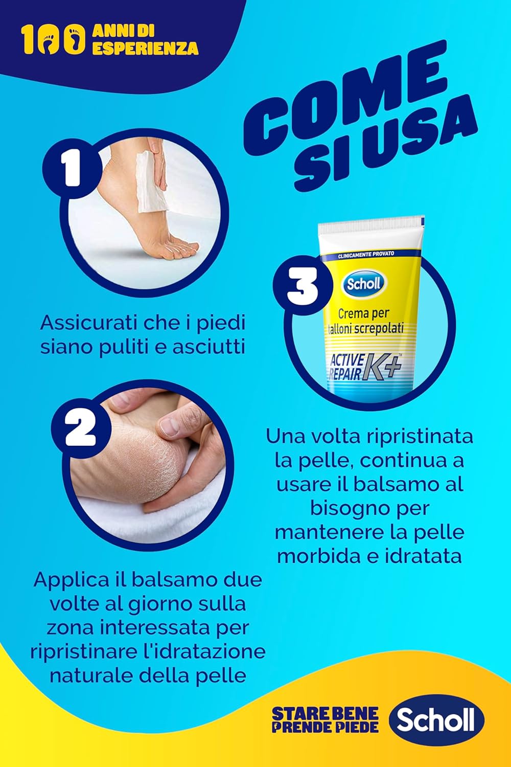 Scholl Active Repair K+ Crema Talloni Screpolati Idratante 60ml Urea e Bisabololo – Soluzione Podologica per Riparazione Cutanea Rapida in 3 Giorni