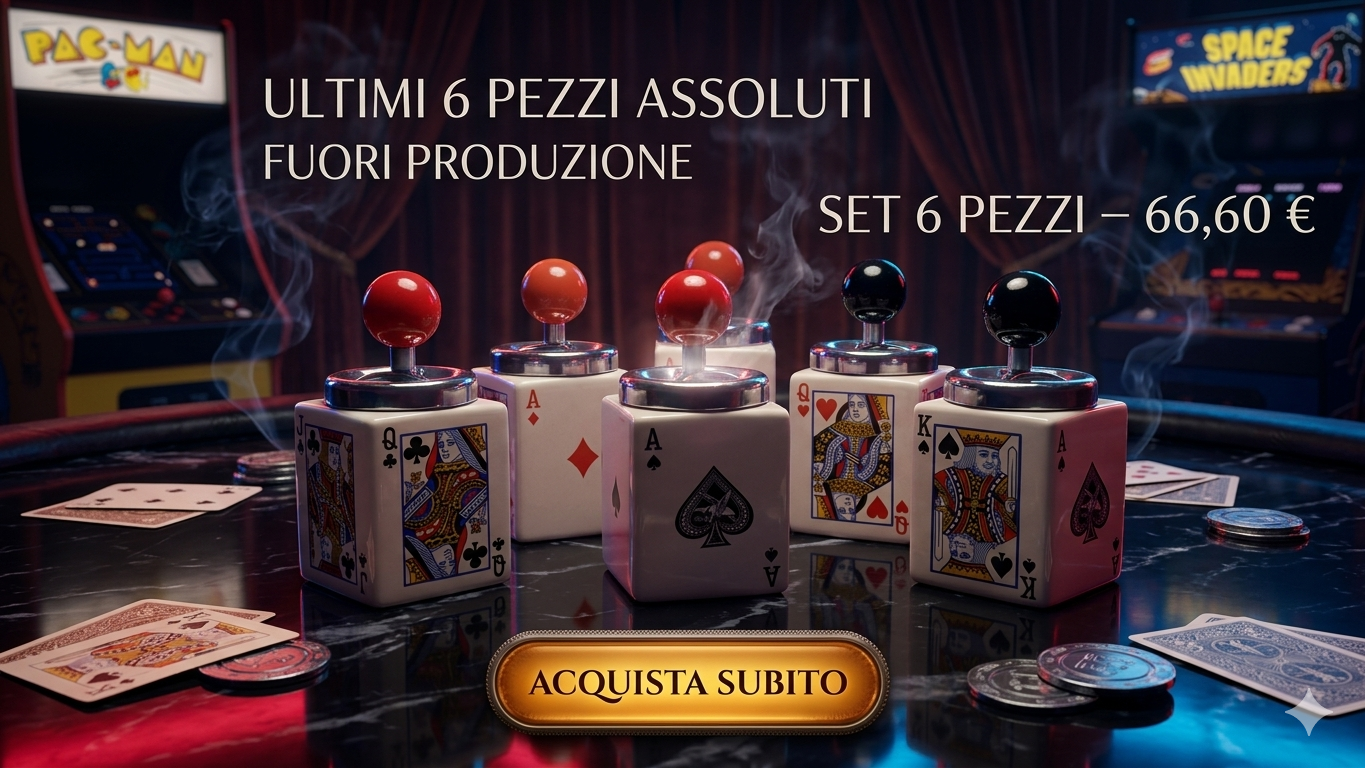 Set 6 Posacenere Push "Royal Cards Edition" – Edizione Rara Fuori Produzione Design Casino & Poker Vintage