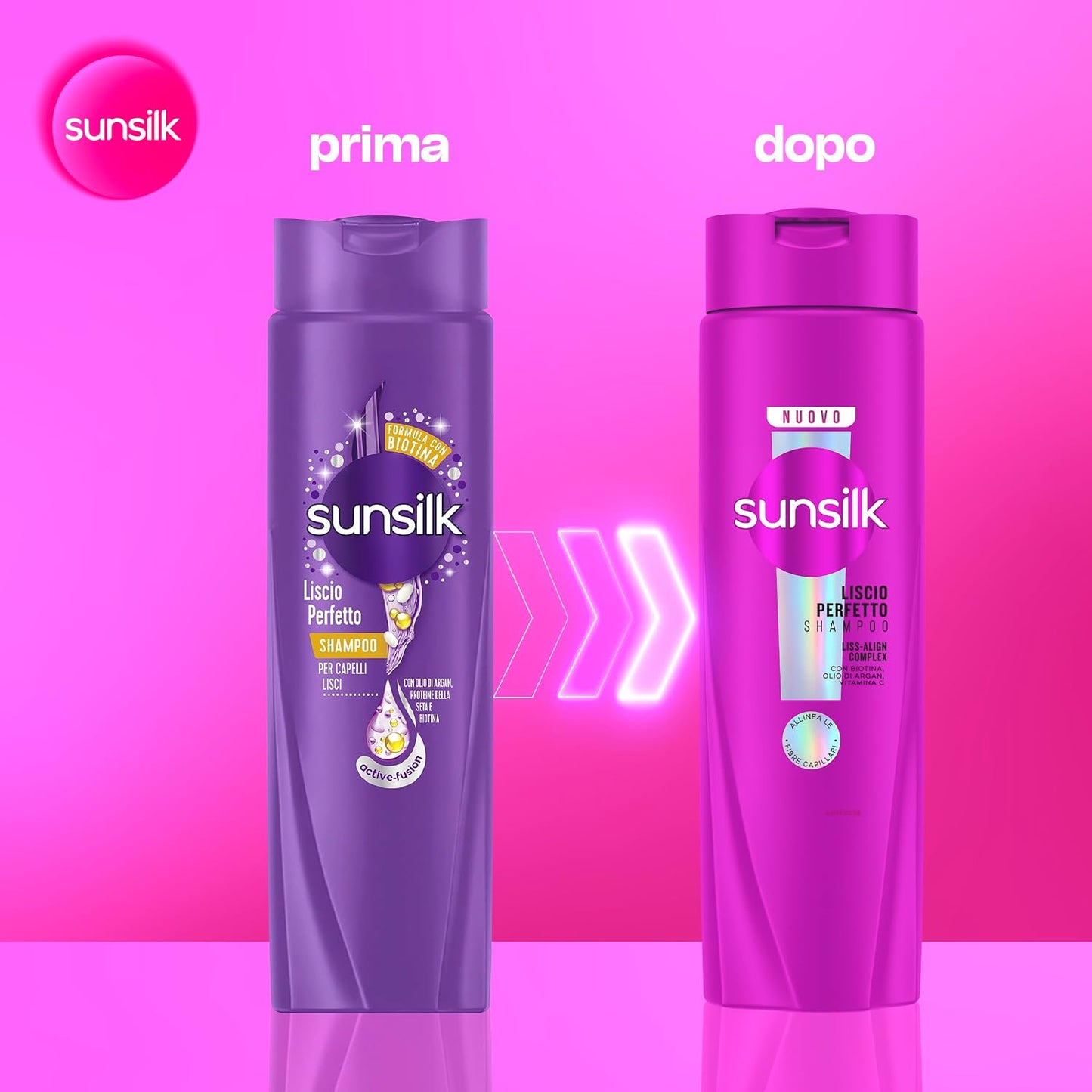 Sunsilk Liscio Perfetto Shampoo 250ml – Liss-Align Complex con Biotina, Olio di Argan e Vitamina C per Capelli Disciplinati e Anti-Crespo
