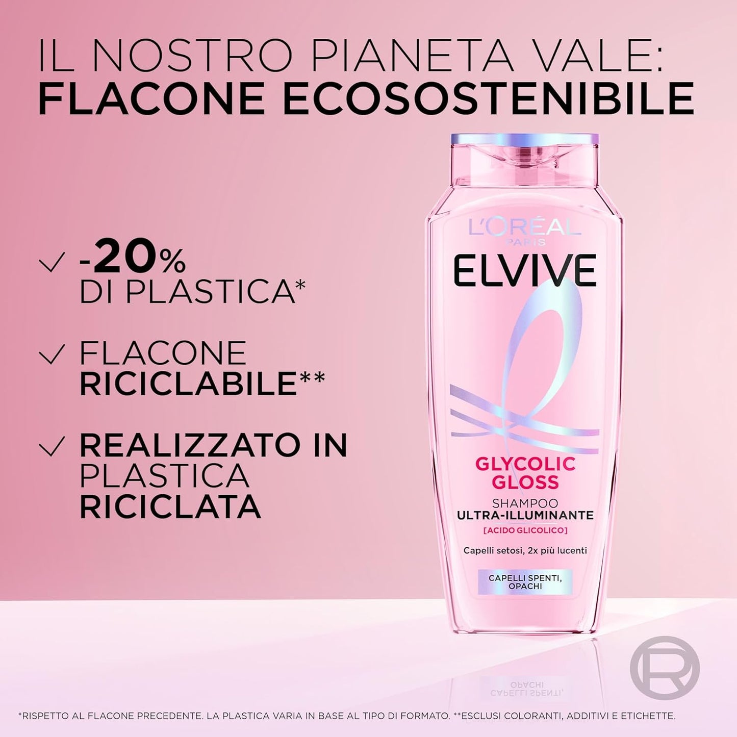 L'Oréal Paris Elvive Glycolic Gloss Shampoo 300ml | Capelli Lucenti Effetto Specchio | Con Acido Glicolico | Idratazione 48H