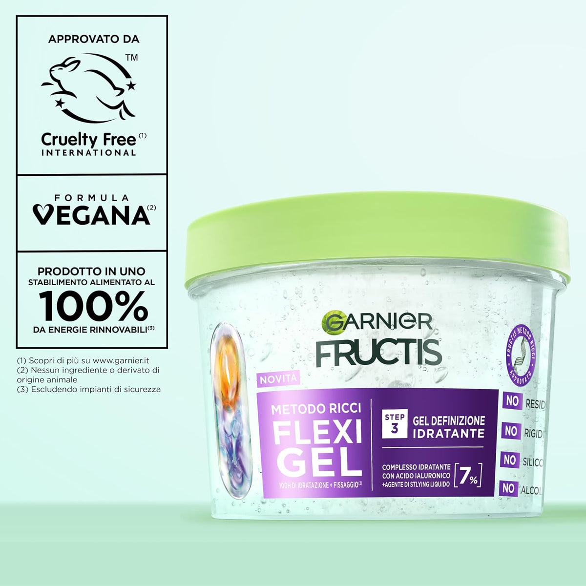 Garnier Fructis Metodo Ricci Flexi Gel 370ml – Step 3 Definizione e Idratazione 100h – Con Acido Ialuronico – Fissaggio Naturale