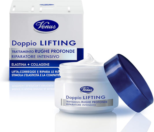Venus Doppio Lifting Trattamento Rughe Profonde 50 ml | Riparatore Intensivo con Elastina e Collagene | Azione Rassodante e Compattante | Clinicamente Testato