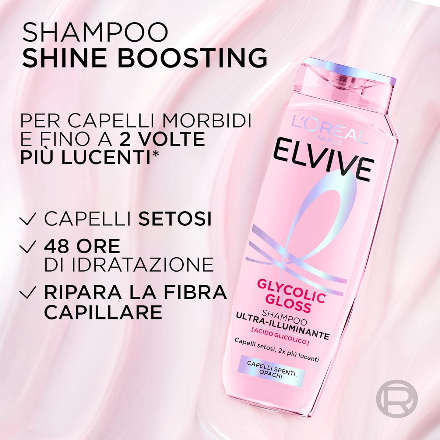L'Oréal Paris Elvive Glycolic Gloss Shampoo 300ml | Capelli Lucenti Effetto Specchio | Con Acido Glicolico | Idratazione 48H