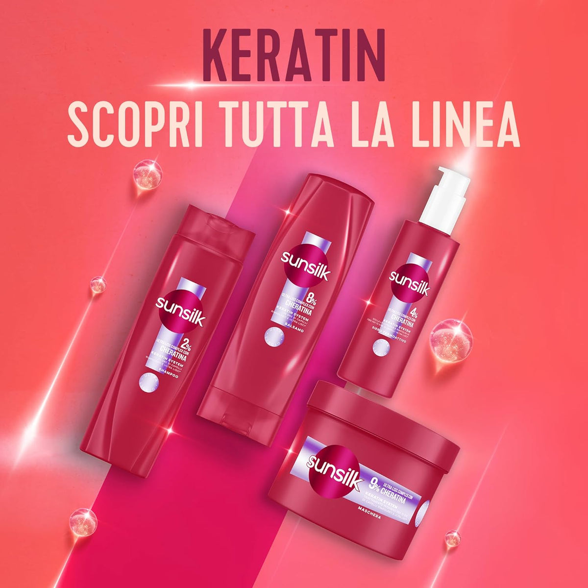 Sunsilk Balsamo Ultra Liss Complex 200ml | 8% Cheratina Complex | Liscio Perfetto 72h | Trattamento Intensivo Rimpolpante