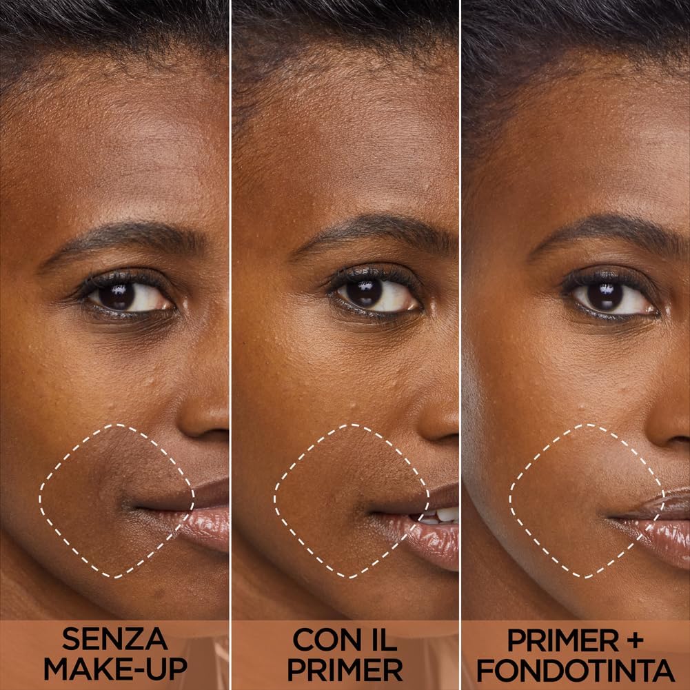 L'Oréal Paris Prime Lab 24H Dullness Reducer Primer – Base Trucco Illuminante Anti-Iperpigmentazione con 4% Niacinamide – Correzione Colorito Spento e Tonalità Terracotta per Carnagioni Scure, 30 ml
