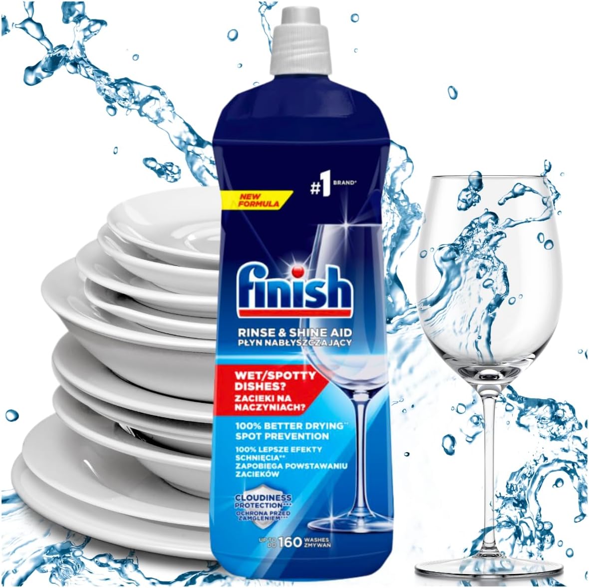 Finish Brillantante Lavastoviglie Liquido Formato Maxi 800ml – Soluzione Asciugatura Rapida & Zero Aloni