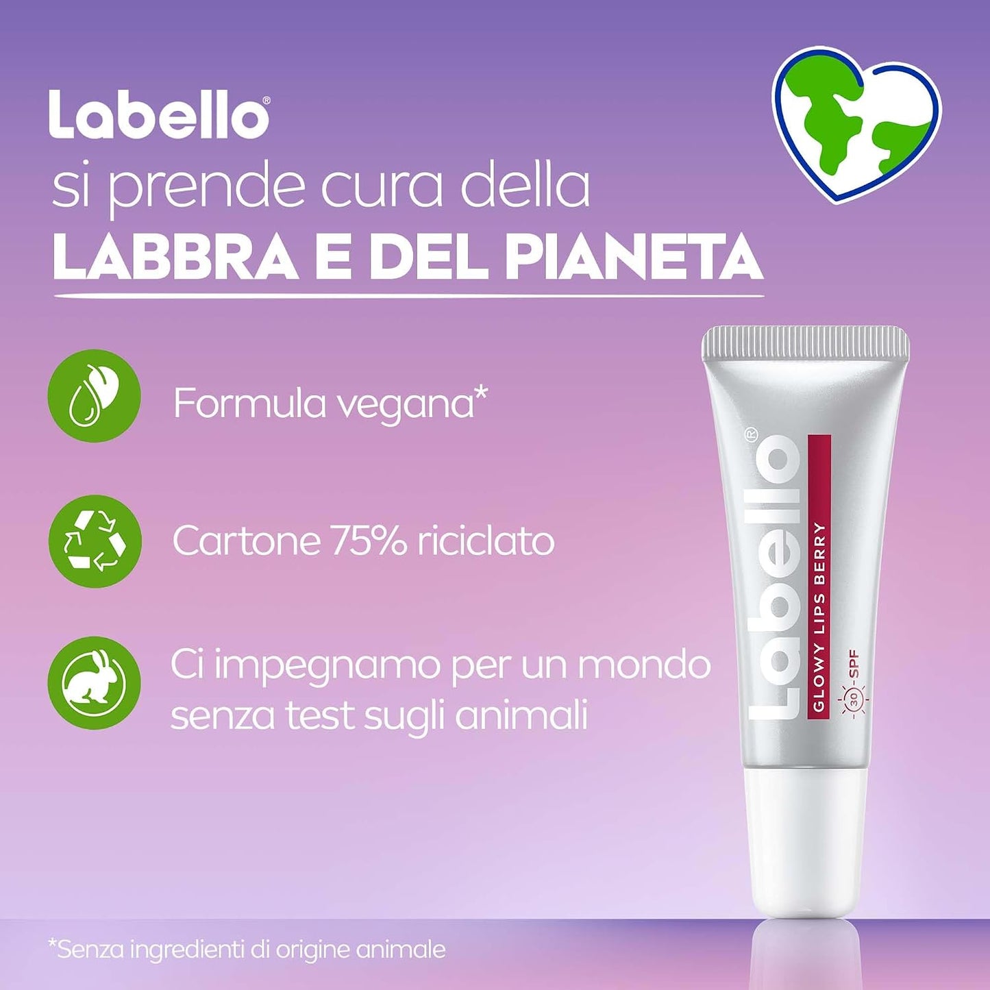 Labello Glowy Lips Berry SPF 30 Tubetto Acido Ialuronico – Balsamo Labbra Glossy e Idratazione Profonda Antietà