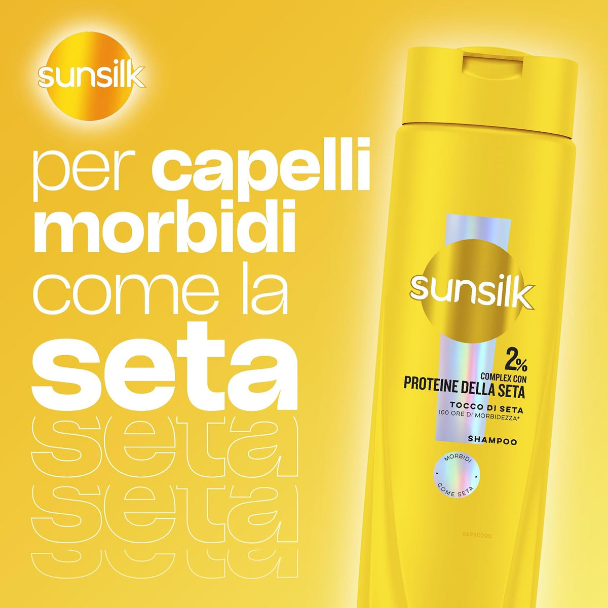 Sunsilk Shampoo Tocco di Seta 250ml | 100 Ore di Morbidezza | 2% Complex con Proteine della Seta | Effetto Anti-Crespo