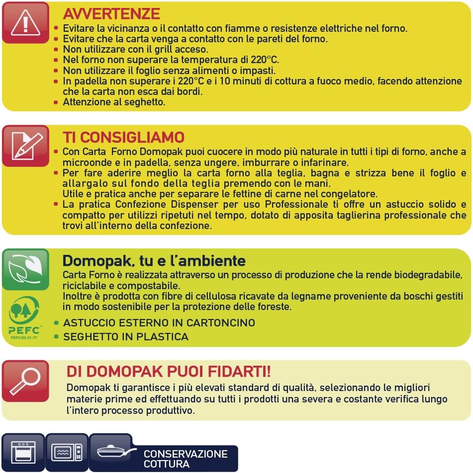 DOMOPAK Carta Forno Professionale Maxi 50 metri x 36 cm – Carta Antiaderente Alta Resistenza per Forno, Microonde e Padella