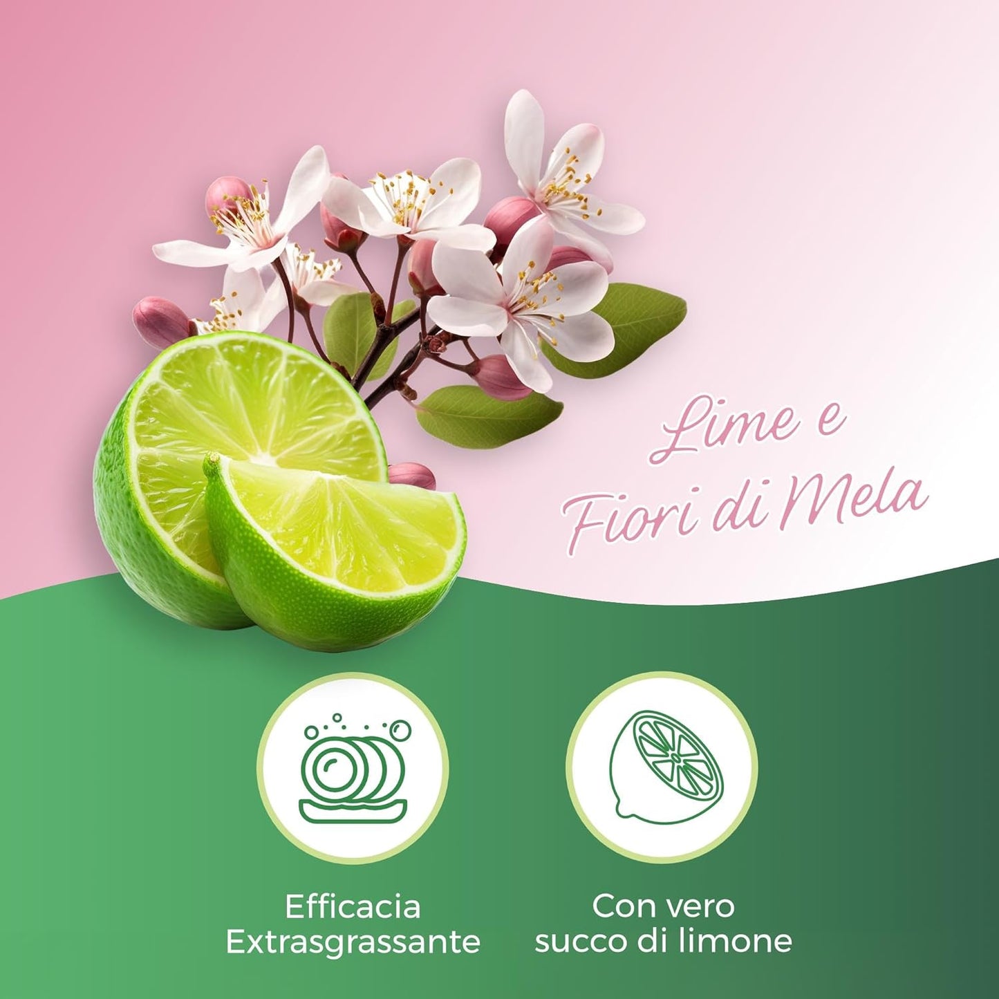 Winni's Piatti Concentrato Lime e Fiori di Mela 480ml – Detergente Ipoallergenico con Sgrassanti da Biofermentazione