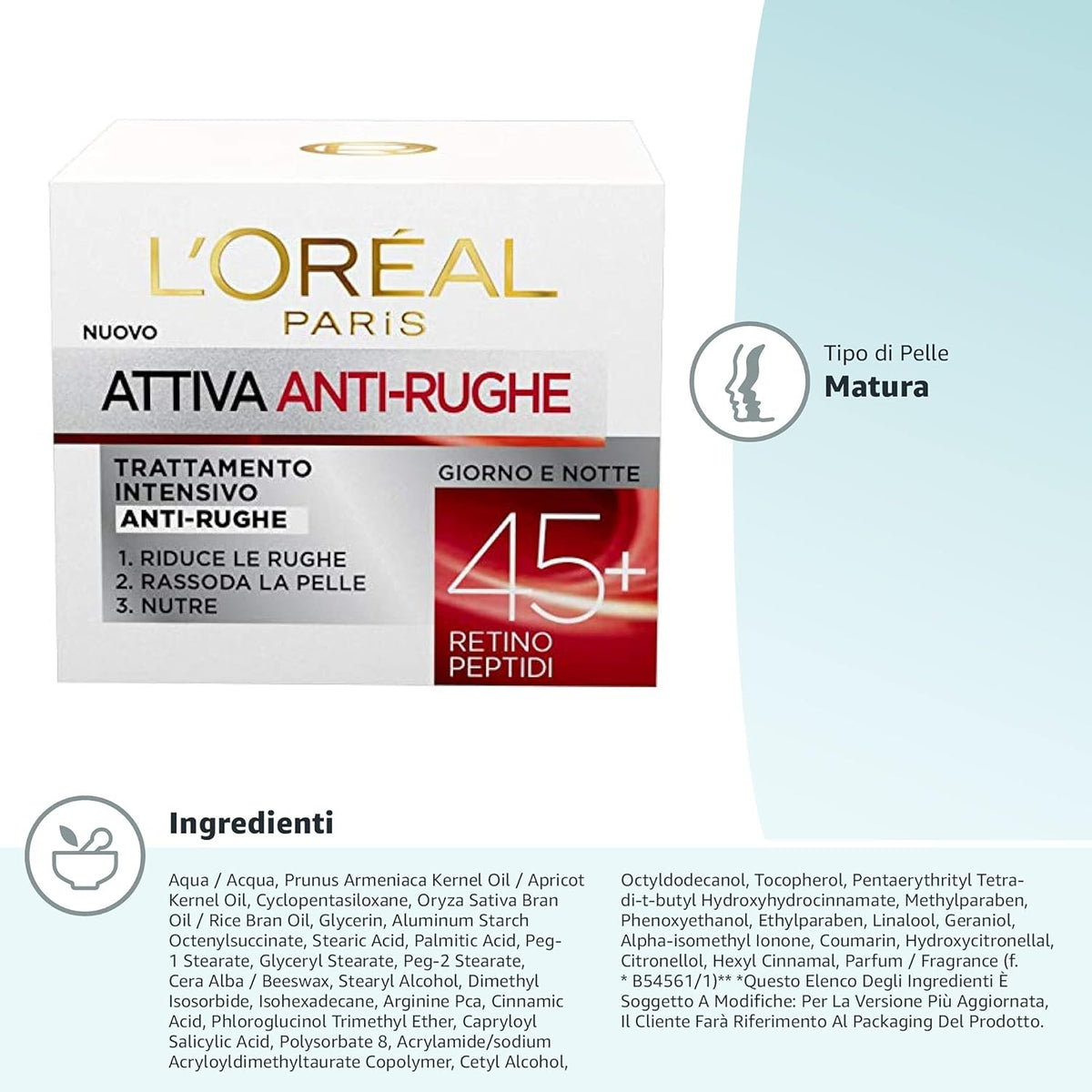 L'Oréal Wrinkle Expert 45+ Crema Giorno e Notte 50ml Retino-Peptidi – Azione Anti-Rughe Rassodante e Nutriente Intensiva