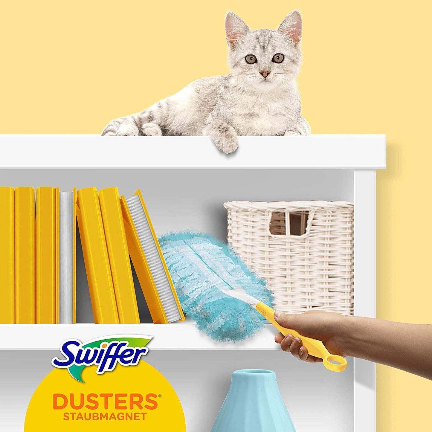 SWIFFER Duster XXL Kit Manico Estensibile 90 cm + 2 Piumini – Sistema Catturapolvere Telescopico Snodabile