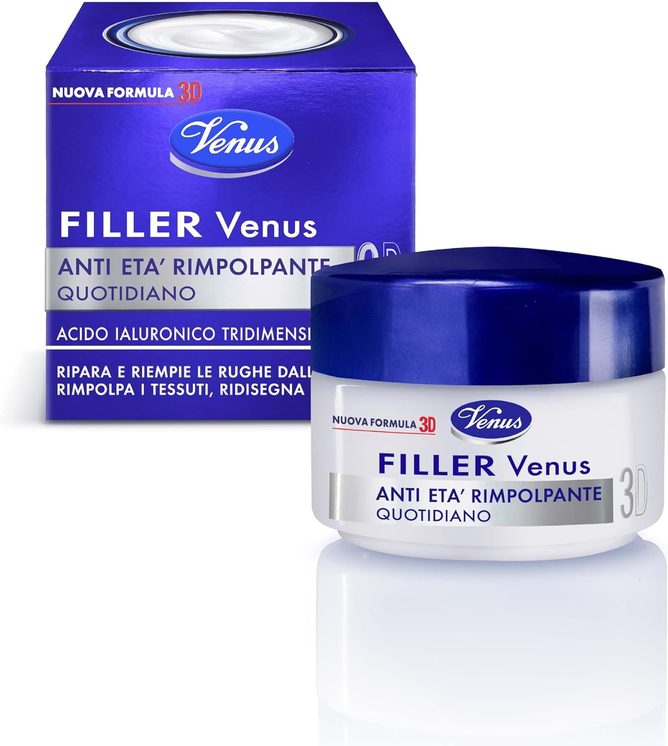 Venus Filler 3D Trattamento Anti-Età Rimpolpante Quotidiano 50 ml | Con Acido Ialuronico Tridimensionale | Ripara Rughe e Ridisegna i Contorni | Ideale dai 50 Anni