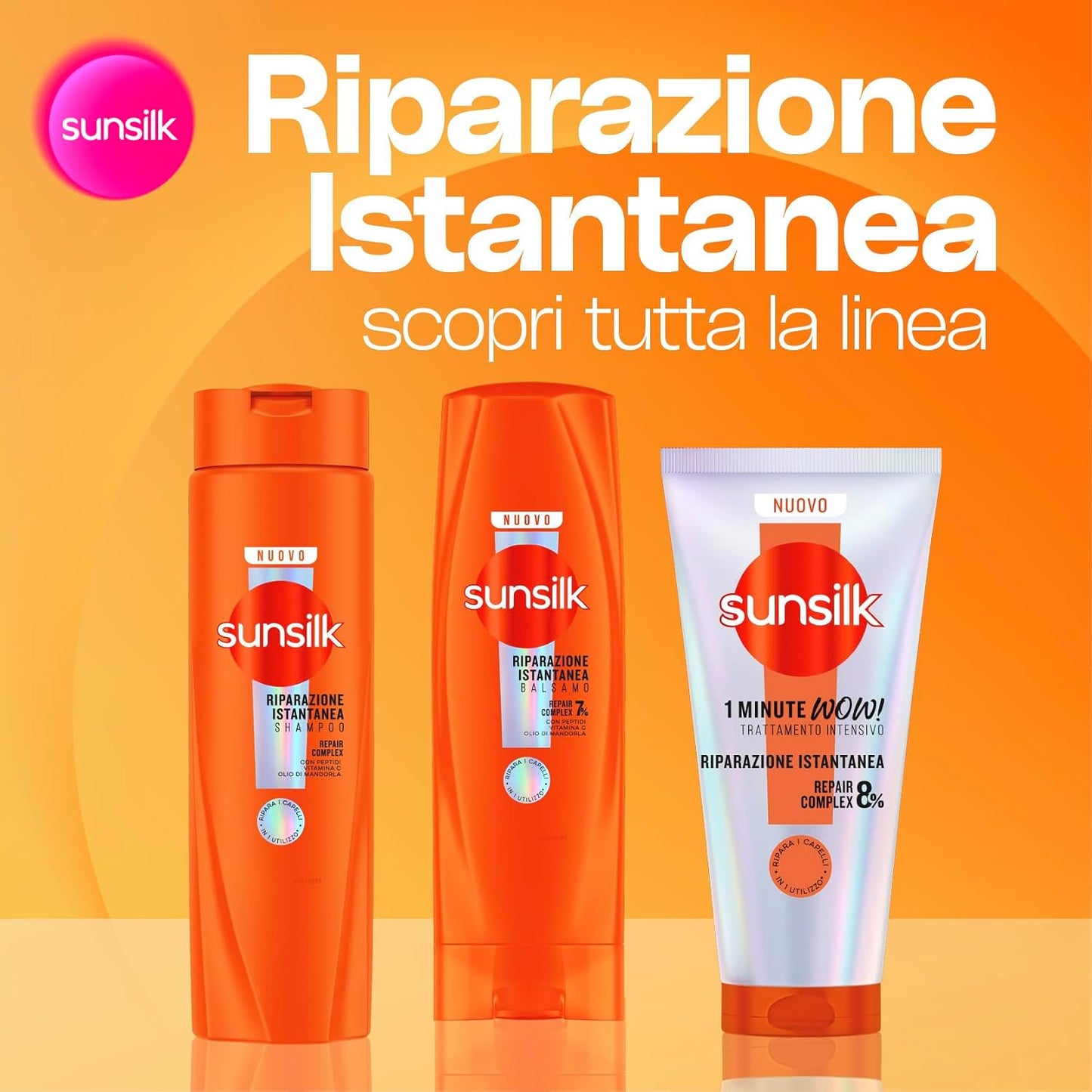 Sunsilk Riparazione Istantanea Balsamo 200ml – 7% Repair Complex con Peptidi, Vitamina C e Olio di Mandorla per Capelli Danneggiati