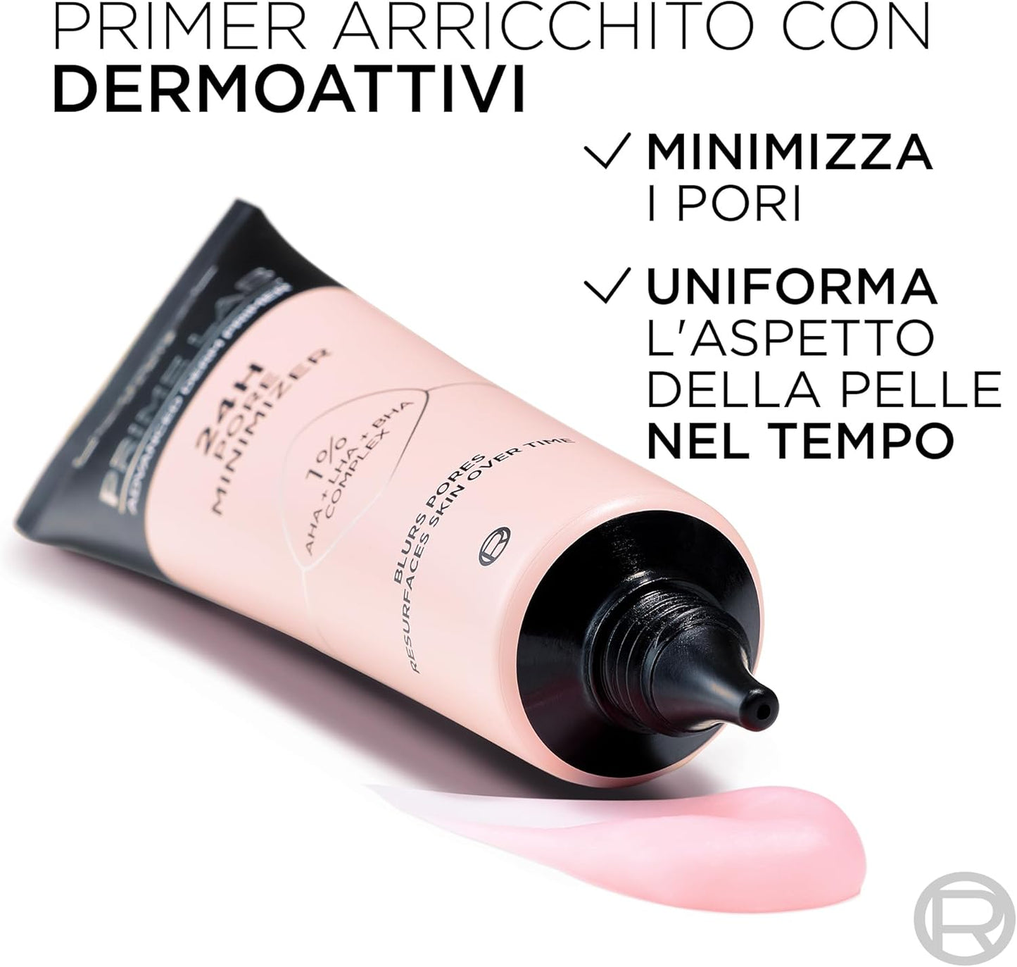 L'Oréal Paris Prime Lab 24H Pore Minimizer Primer – Base Trucco Affinante con 1% AHA + BHA + LHA – Minimizza i Pori Istantaneamente e Uniforma l'Incarnato 24H, 30 ml