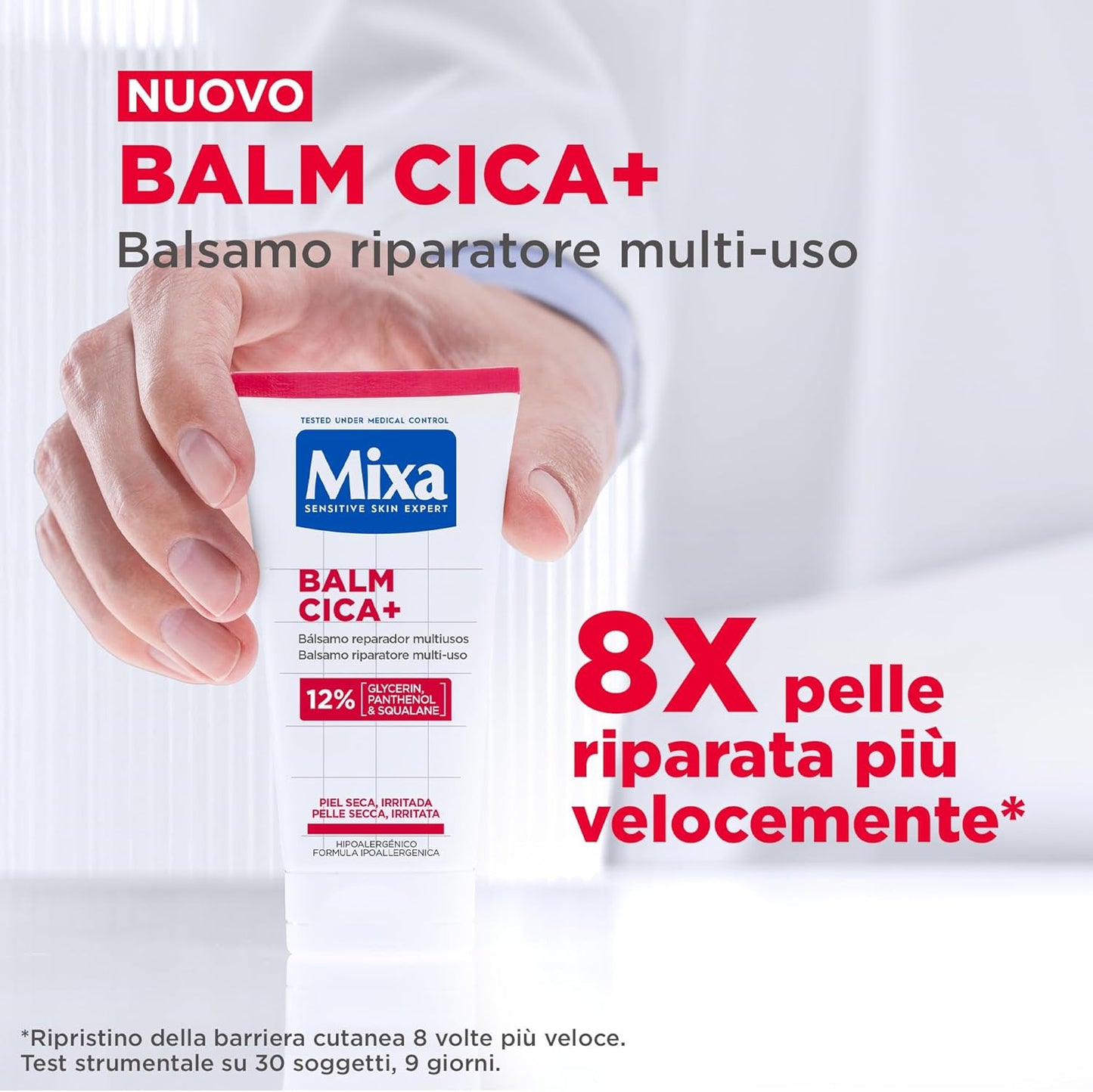Mixa Urea Cica Repair Balm Cica+ 50ml – Balsamo Riparatore Multi-Uso – Ripara la Pelle 8 Volte più Velocemente – Per Lattanti, Bambini e Adulti