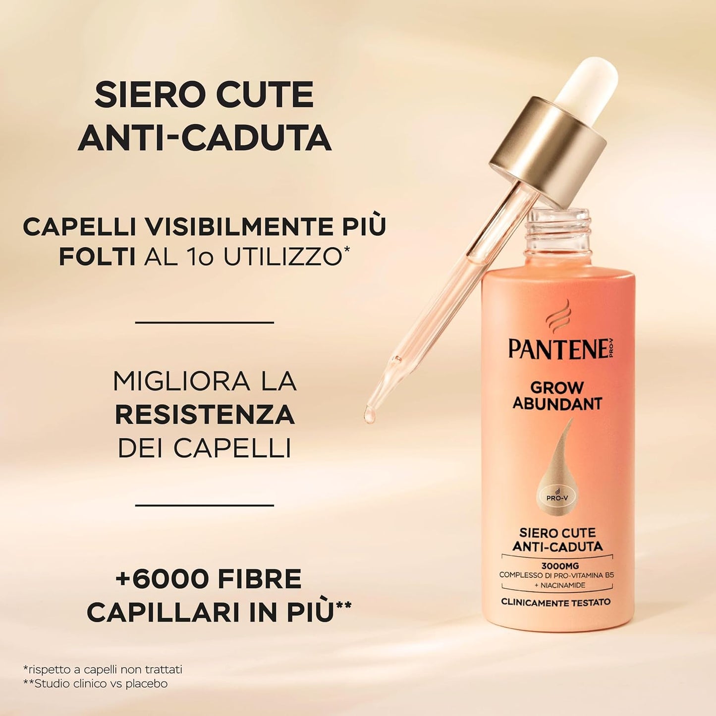 Pantene Pro-V Grow Abundant Siero Cute Anti-Caduta 60ml 3000mg Pro-V B5 e Niacinamide – Ancoraggio alla Radice e Capelli Più Folti in 8 Settimane