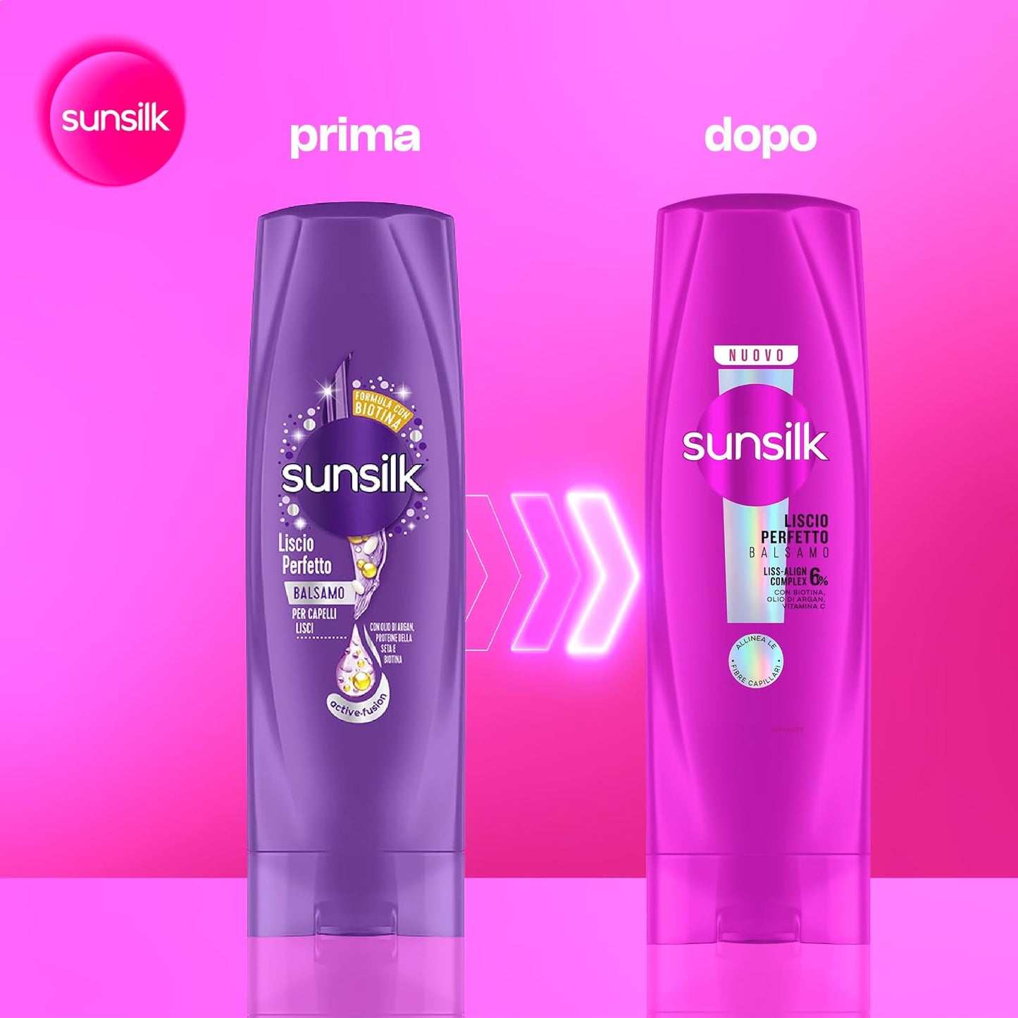 Sunsilk Liscio Perfetto Balsamo 200ml – 6% Liss-Align Complex con Biotina, Olio di Argan e Vitamina C per Capelli Lisci e Anticrespo