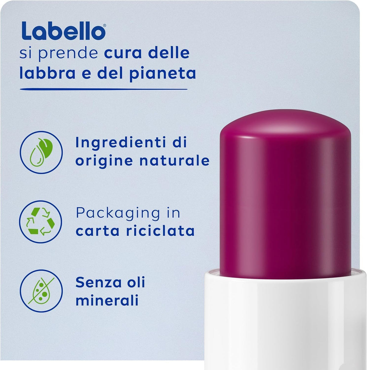 Labello Blackberry Shine Balsamo Labbra Mora Burro di Karité – Burrocacao Vegano Idratazione 24h e Tocco di Colore Luminoso