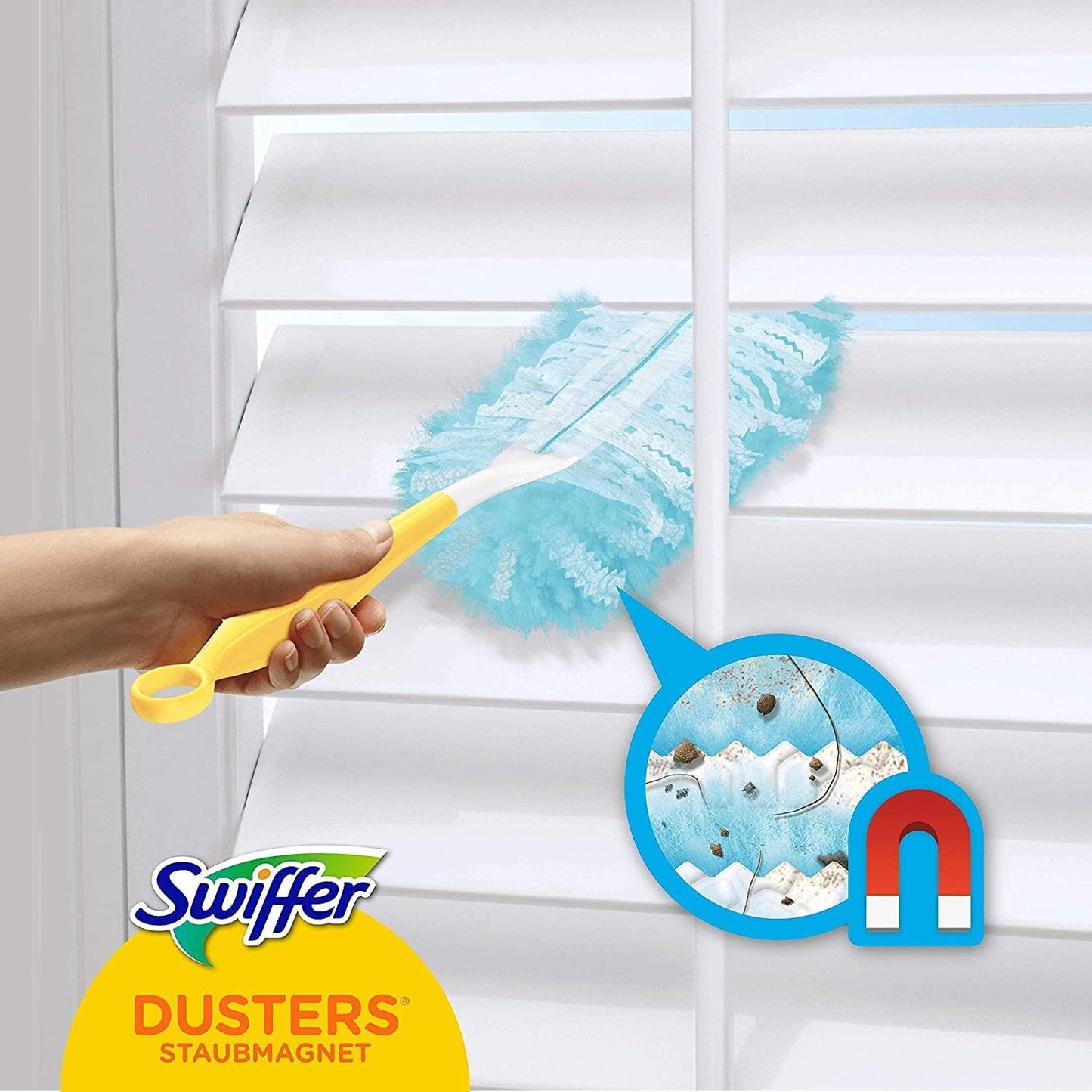 SWIFFER Duster XXL Kit Manico Estensibile 90 cm + 2 Piumini – Sistema Catturapolvere Telescopico Snodabile