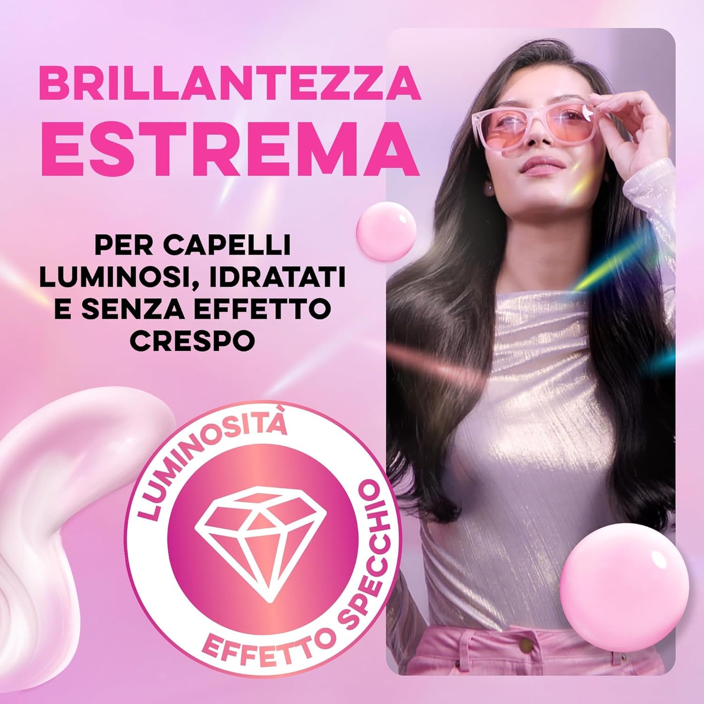 Sunsilk Luminous 100 Balsamo Illuminante 180ml – 8% Complex con Glycol e Vitamina C per Capelli Brillanti Effetto Specchio