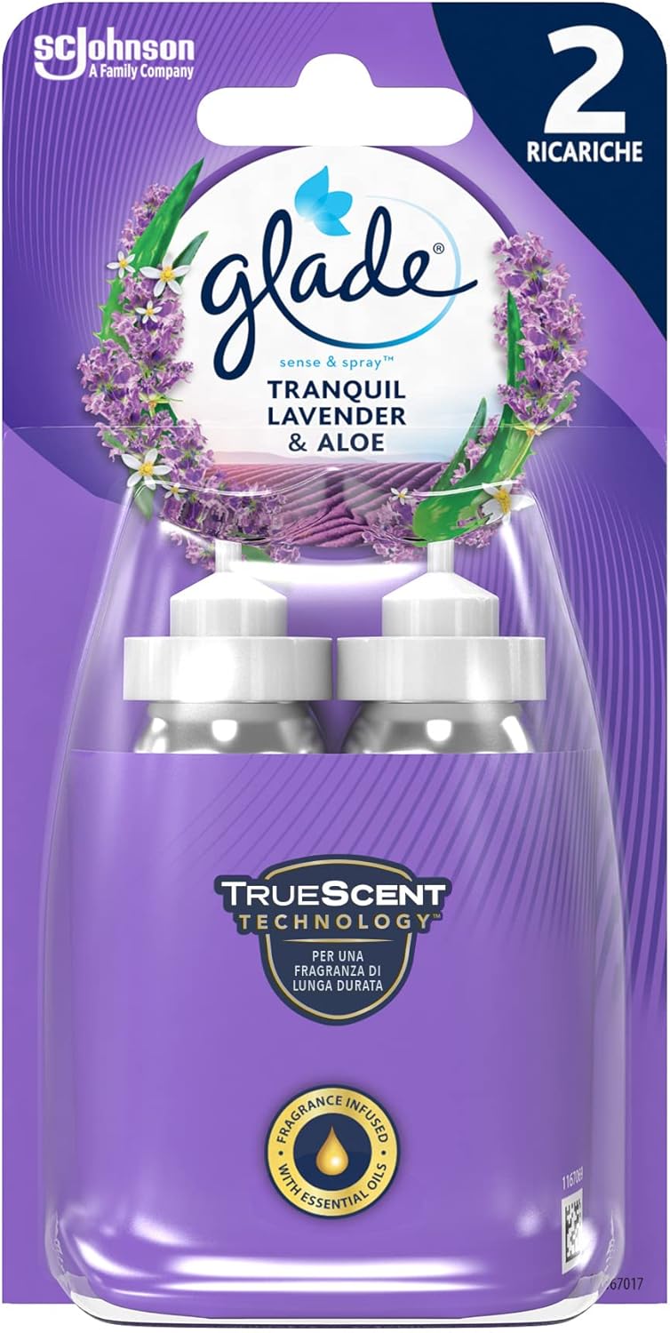 Glade Sense & Spray Ricariche (Confezione da 2 x 18ml) – Profumazione Automatica Intelligente – Sistema Anti-Odore e Lunga Durata – Varie Fragranze