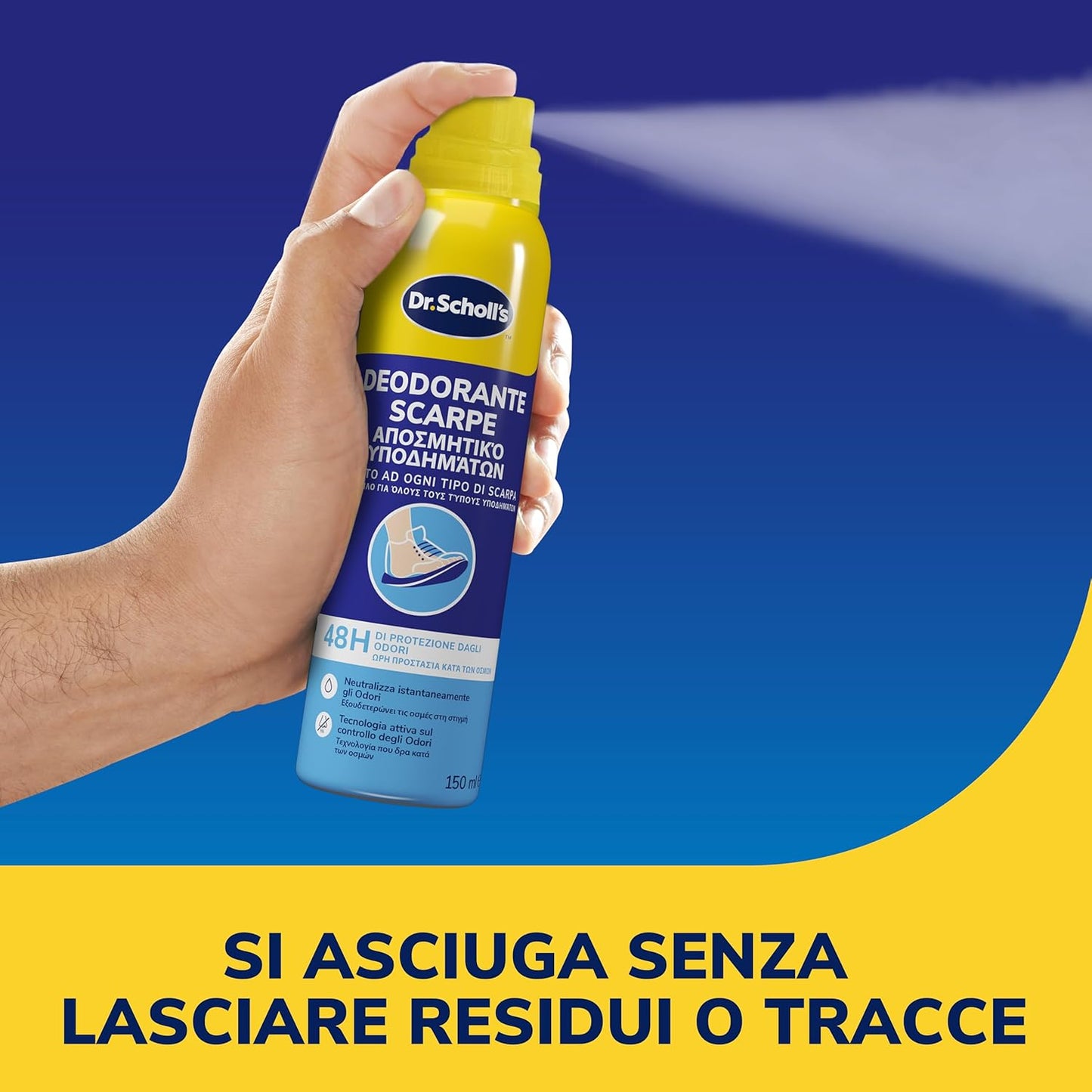 Scholl ExpertCare Fresh Step Deodorante Spray Scarpe 150 ml | Tecnologia Attiva Neutralizza Odori | Protezione 48 Ore & Igienizzante | Non Lascia Residui | Per Tutti i Tipi di Calzature