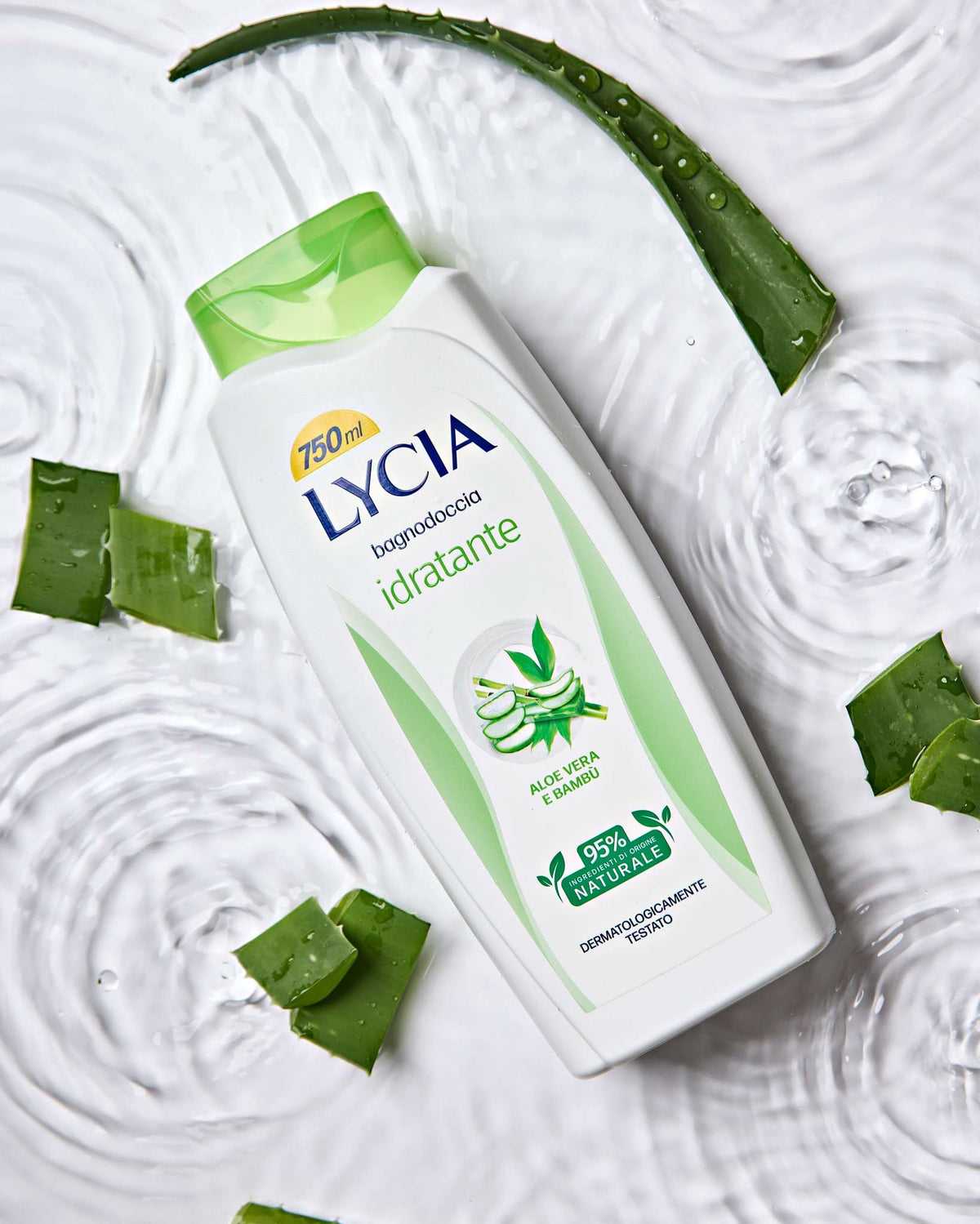 Lycia Bagnodoccia Idratante 750ml con Aloe e Bambù | 95% Ingredienti Naturali | Idratazione Profonda per Pelli Sensibili