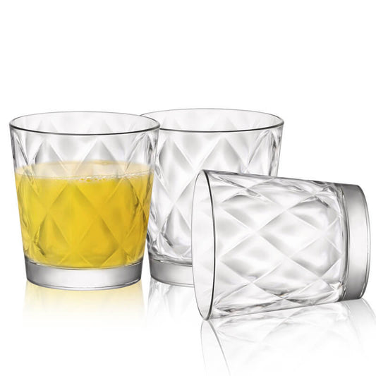 Kaleido Set 6 Bicchieri Acqua | 24 cl | Vetro Artistico Effetto Matelassé | Design Italiano Eco-Sostenibile | 100% Riciclabile e Lavabile in Lavastoviglie